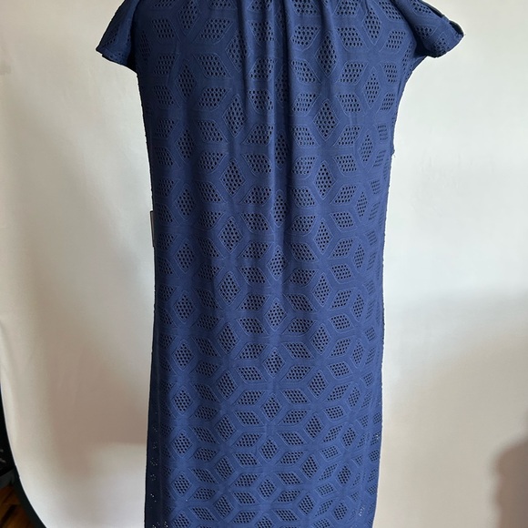 Navy Blue Eyelet Dress with Tassel Tie - Picture 4 of 7